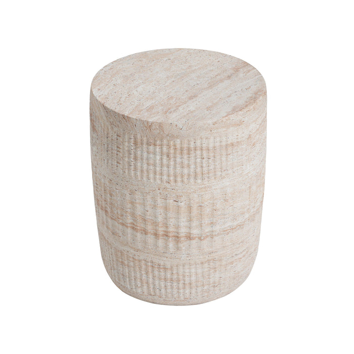 Stylish Outdoor / Indoor Lightweight Concrete Side Table With Travertine - Beige