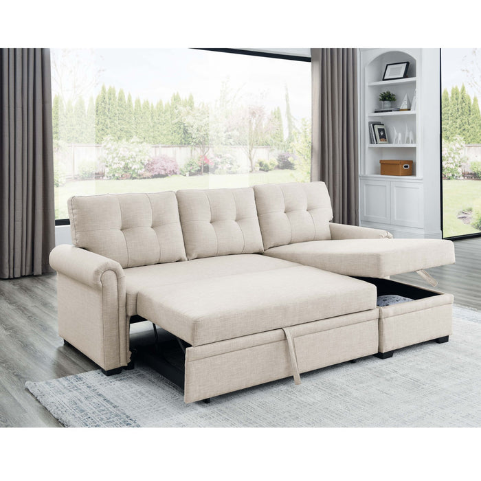 Upholstered Sleeper Sofa With Reversible Storage Chaise