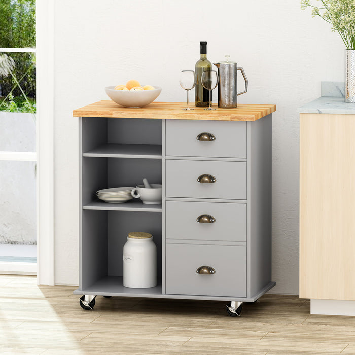 Yohaan - Contemporary Kitchen Cart With Wheels