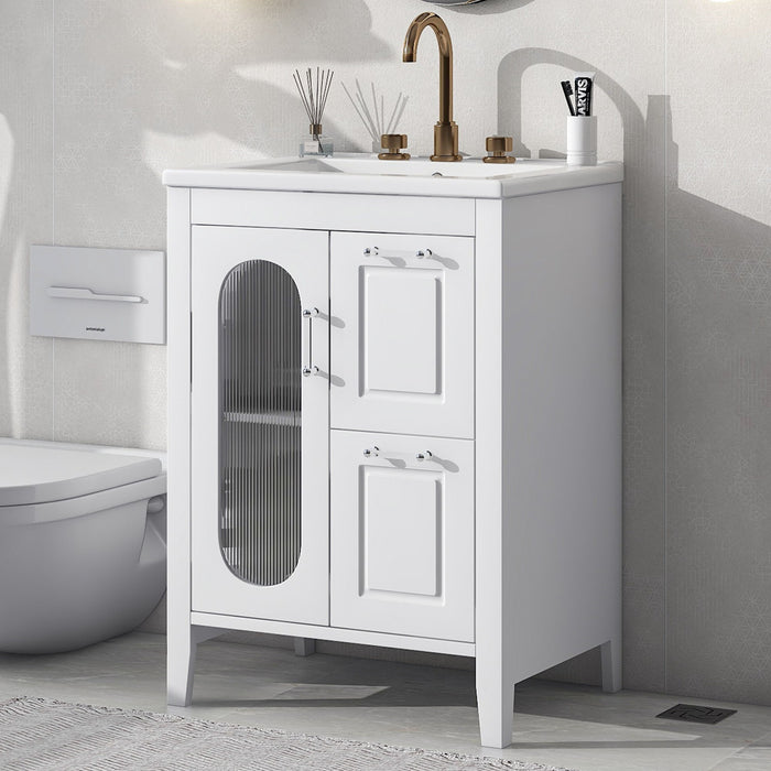 Modern Bathroom Vanity With Sink, Cabinet With 2 Drawers And Door, Adjustable Shelf