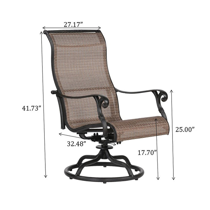 Patio Outdoor Sling Swivel Rocker With Aluminum Frame, All-Weather Furniture (Set of 2) - Bronze