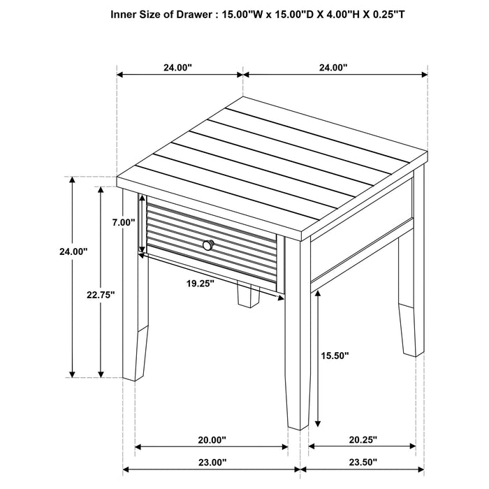 Sutter - 1 Drawer Square End Table - Dark Brown