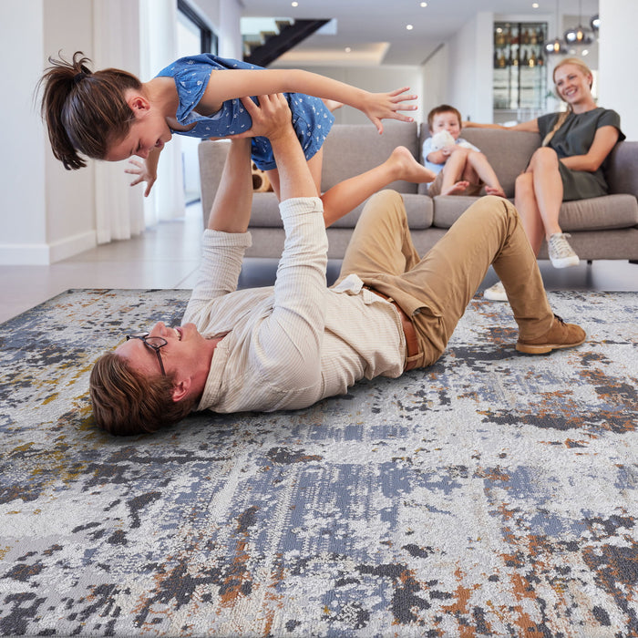 Payas - 6' X 9' Abstract Area Rug - Ivory / Blue