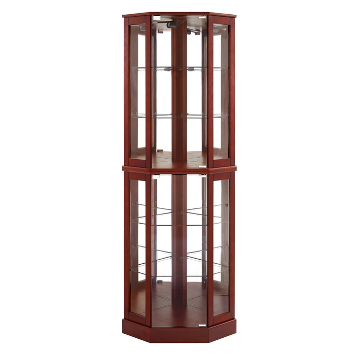 6 Shelf Corner Curio Display Cabinet With Lights, Mirrors And Adjustable Shelves (E26 Light Bulb Not Included)
