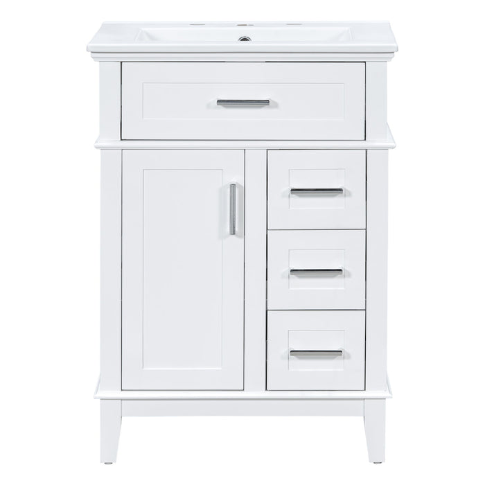 Modern Bathroom Vanity With Sink, Flip Drawer & 3 Drawers, Soft Close Hinges, Adjustable Shelf