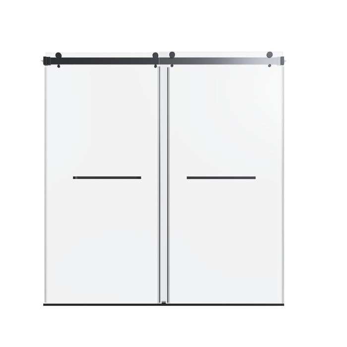 Frameless Double Sliding Soft-Close Shower Door, 3 / 8" (10Mm) Thick SGCC Tempered Glass Door, Matte
