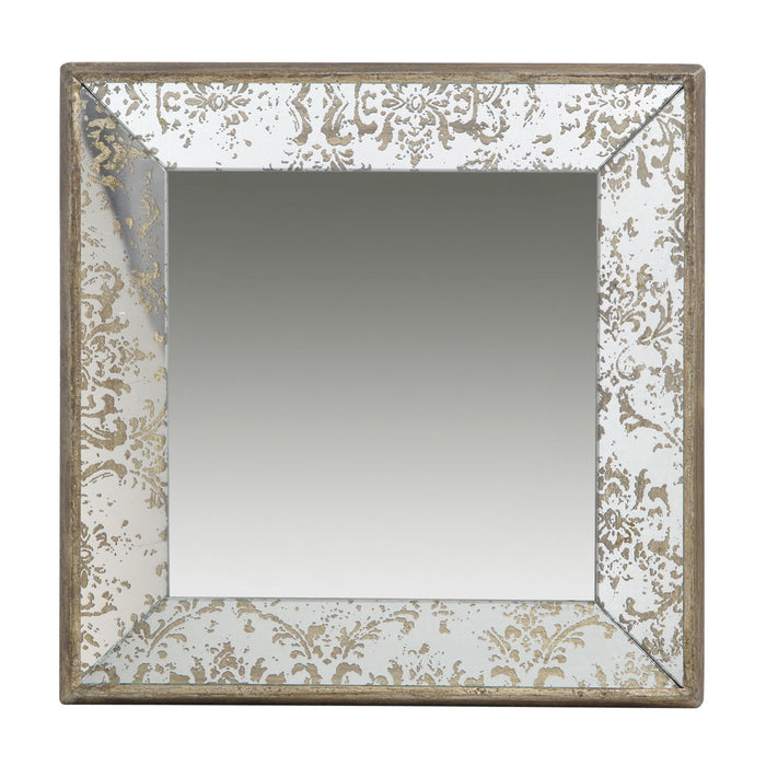 Antique Rectangle Mirror With Floral Accents, Mirrored Display Tray, Hanging Wall Mirror