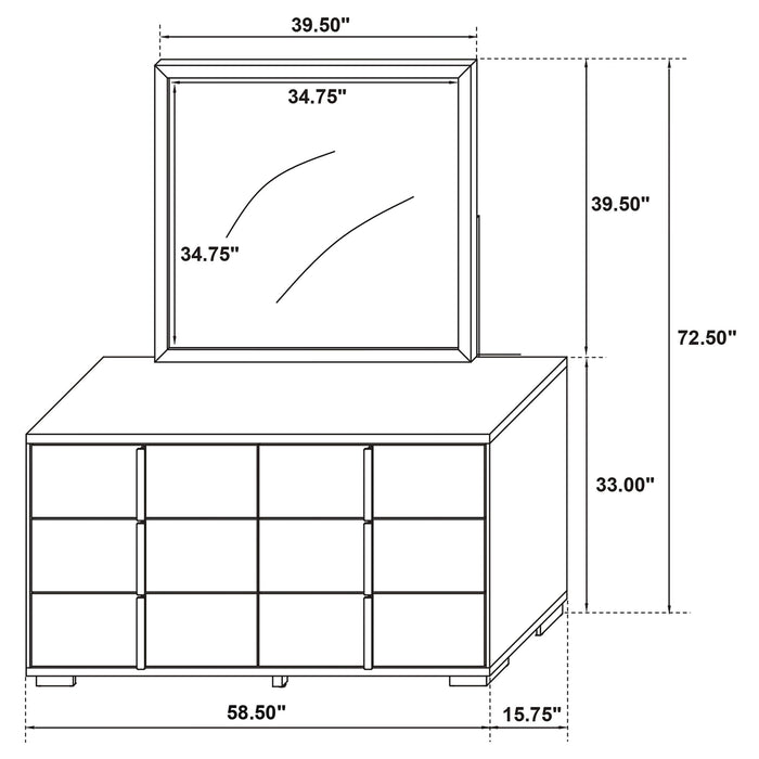 6 Drawer Dresser With Mirror - White