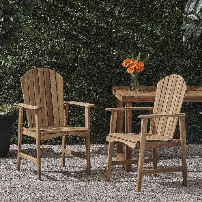 Outdoor Weather Resistant Acacia Wood Adirondack Dining Chairs (Set of 2)