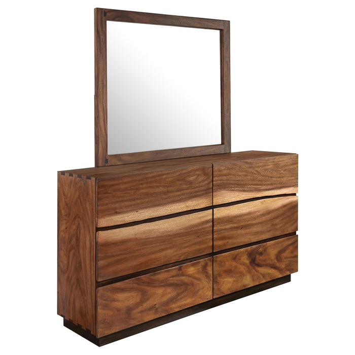 Beverly - 6 Drawer Dresser With Mirror - Walnut