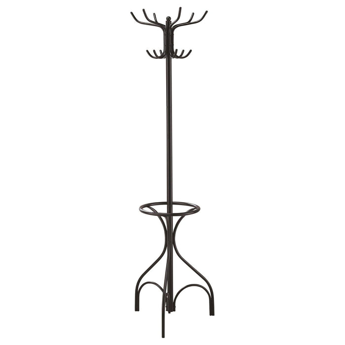 12 Hook Coat Rack With Umbrella Holder - Black