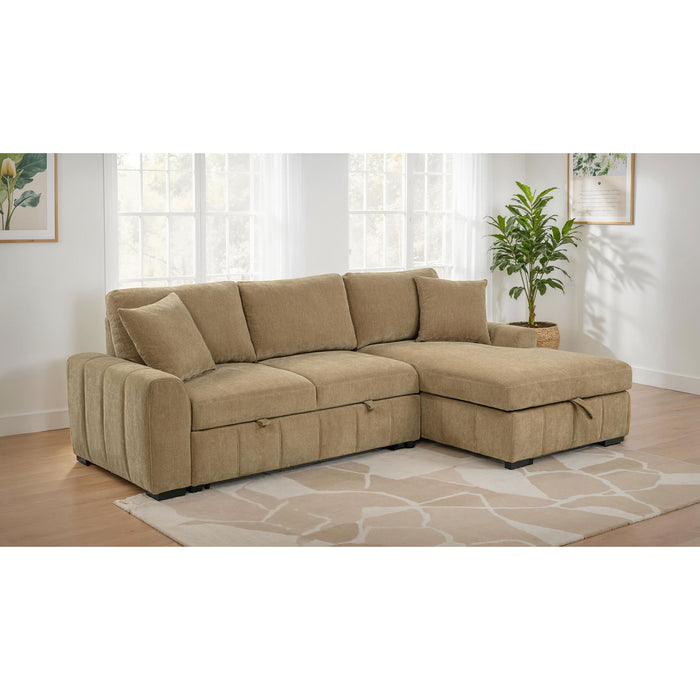 Logan - Sleeper Sectional Sofa With Right Arm Chaise - Camel