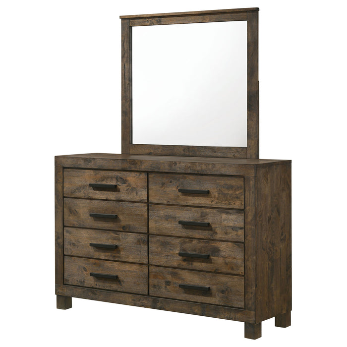 Bren - 8 Drawer Dresser With Mirror - Rustic Brown