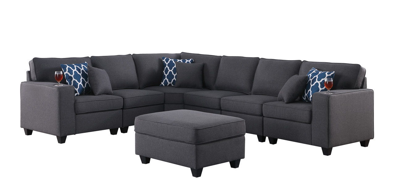 Cooper - Comfort Sectional Sofa With Ottomans And Cupholder