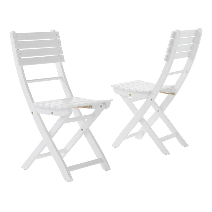 Outdoor Foldable Wood Dining Chair With Slat Design (Set of 2)