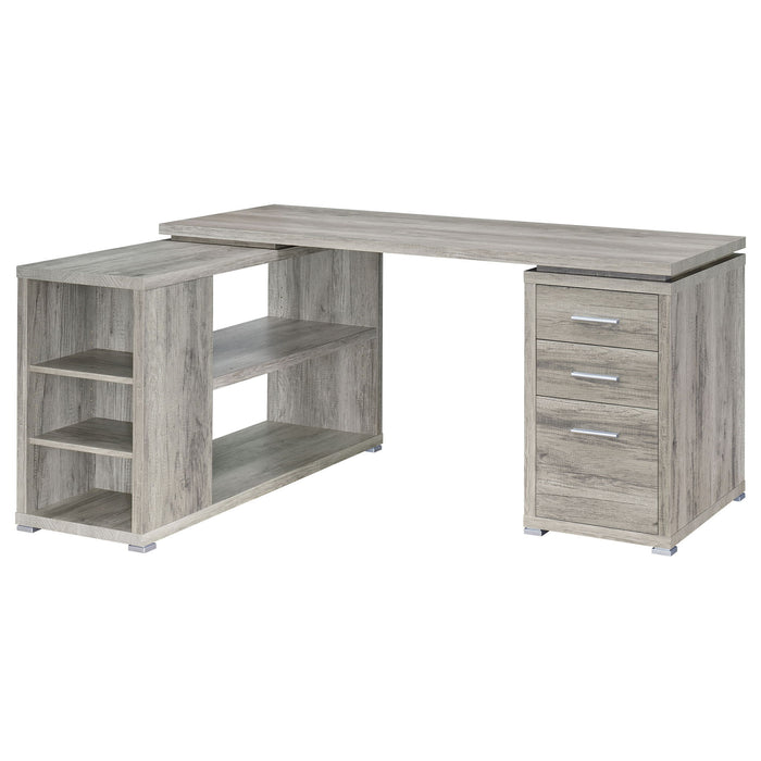 Tona - L-Shape Computer Desk With 3 Drawers And 5 Shelves