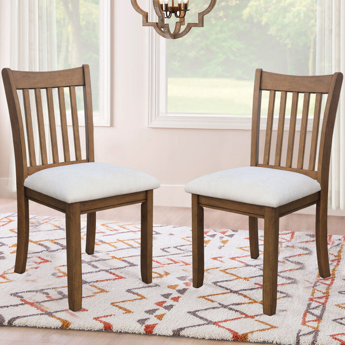 Modern Dining Chair, Wooden Back, Cushion Seats (Set of 2)