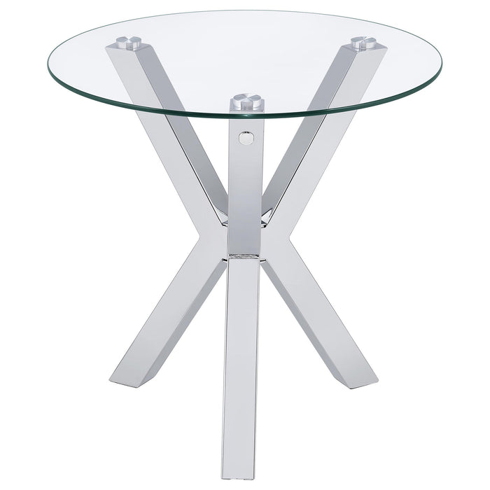 Alexa - Round Tempered Glass Top End Table - Chrome