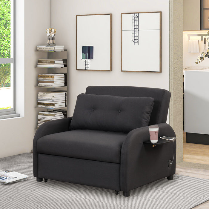 Versatile Pull Out Sofa Sleeper 3 In 1 With Wing Table & USB Charge, Compact Design