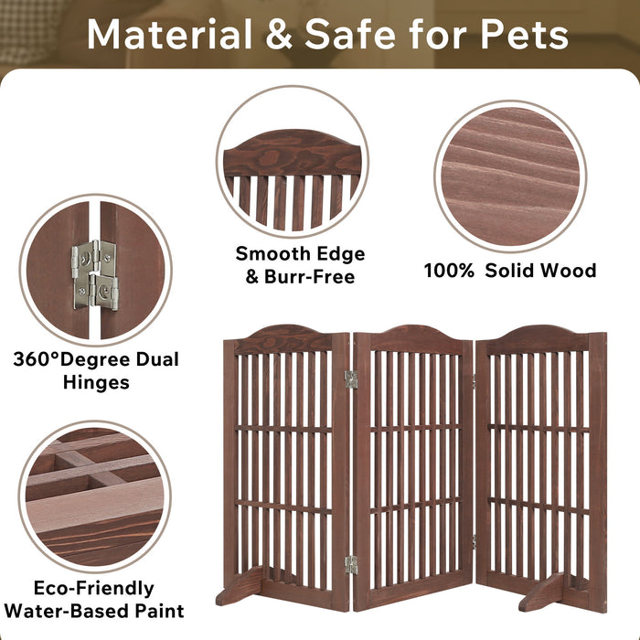 Freestanding Foldable Pet Gate For Dogs - Brown