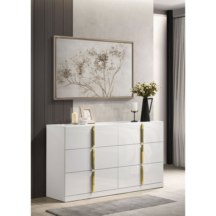 Lauryn - 6 Drawer Dresser Cabinet - Gloss White