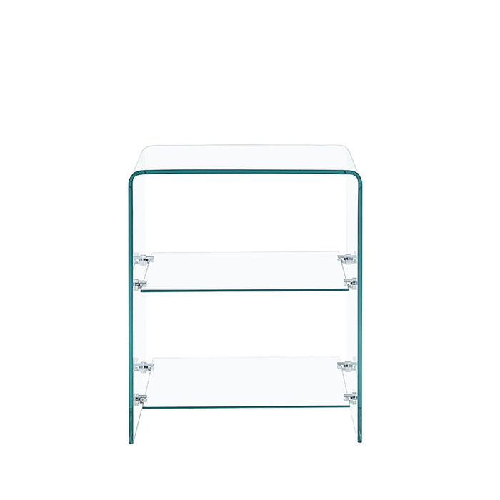 Tempered Clear Bent Glass Side Table Sofa Table, Multi Purpose Use, Premium Tempered Glass - Transparent