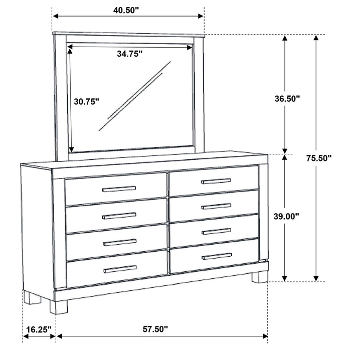 Bren - 8 Drawer Dresser With Mirror - Rustic Brown