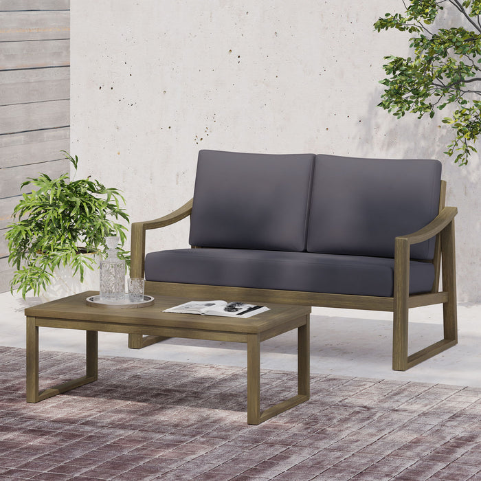 4 Person Outdoor Seating Group With Water Resistant Cushions - Dark Gray