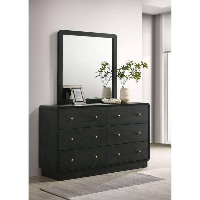 Burton - 6 Drawer Dresser With Mirror - Black
