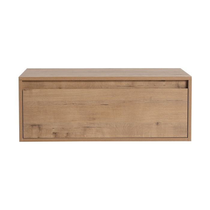 30" Wall Mounted Dressing Table With Mirror, Frame Storage Cabinet, Soft Close Door - Imitative Oak
