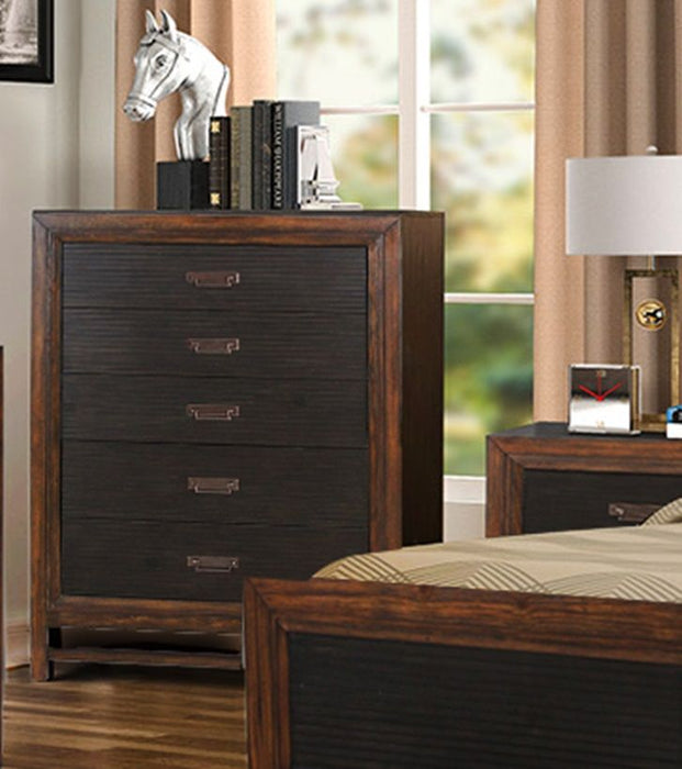 5 Drawer Chest, 2 Tone - Brown