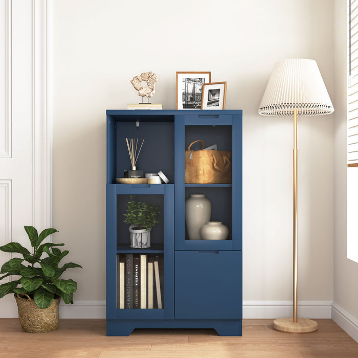 Modern Cabinet With Glass Doors And Drawer