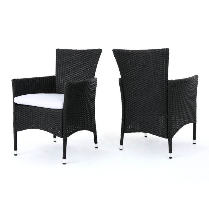 Dimensional Outdoor Dining Chair With Cushion Seat And Iron Frame (Set of 2)