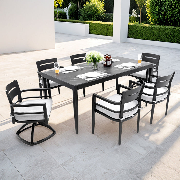 Modern Outdoor Patio Dining Set With Table And Chairs With Sunbrella Cushions
