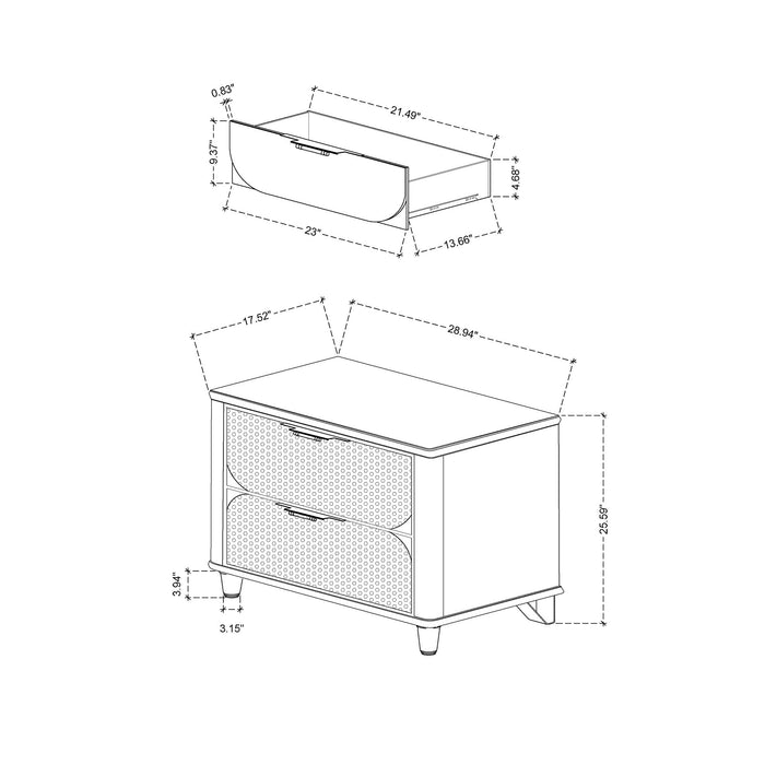 Laura - Nightstand With Sleek Frame And Fronts - Silver