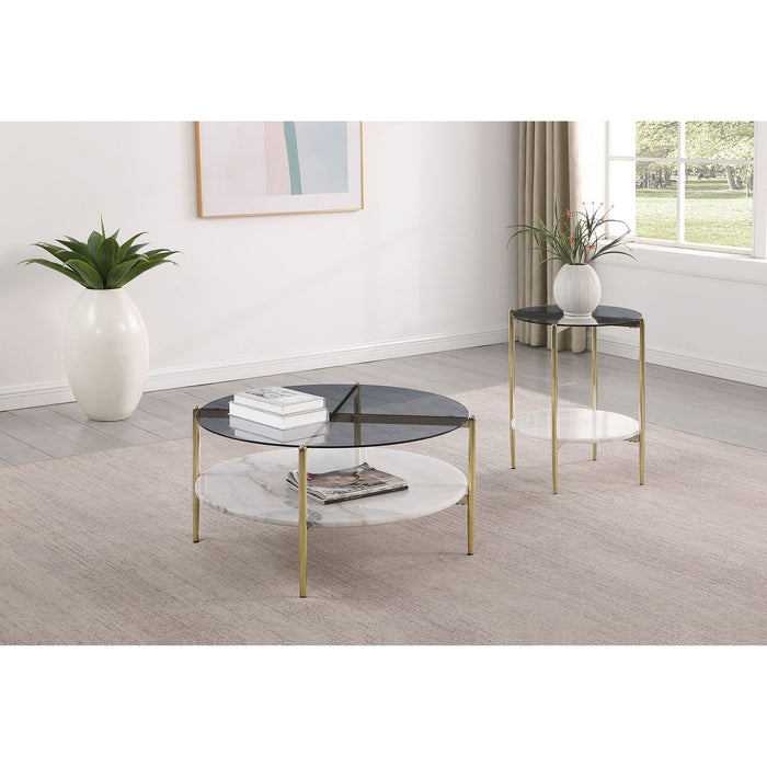 Jackel - 2 Piece Round Coffee And End Table Set - Gold