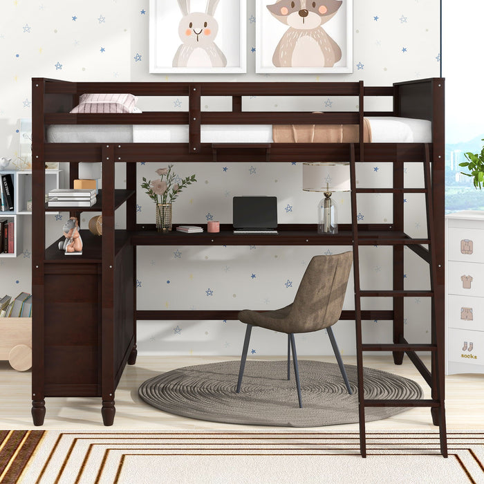 Loft Bed With Drawers With Desk And Shelves