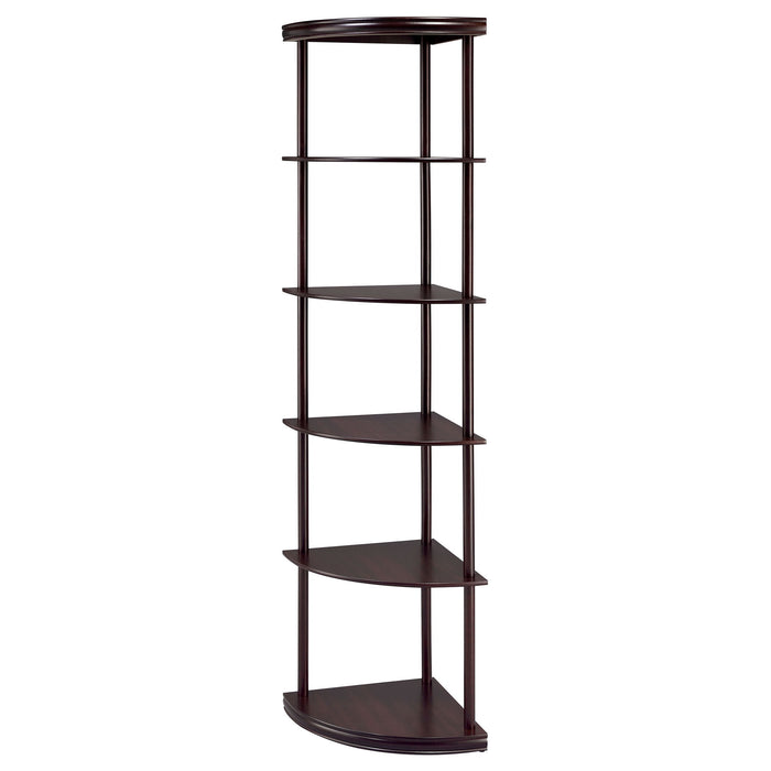 Corner Bookcase With 5 Shelves, Compact Design For Living Room - Cappuccino