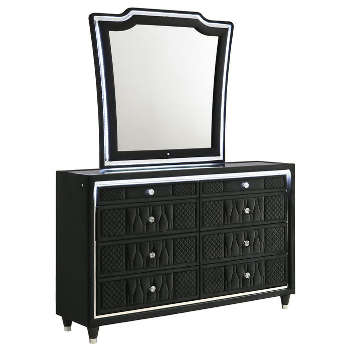 Mika - 8 Drawer LED Dresser With Mirror - Black