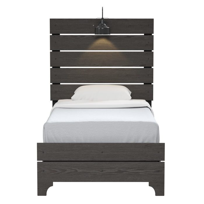 Twin Bed With Integrated Lights - Brown