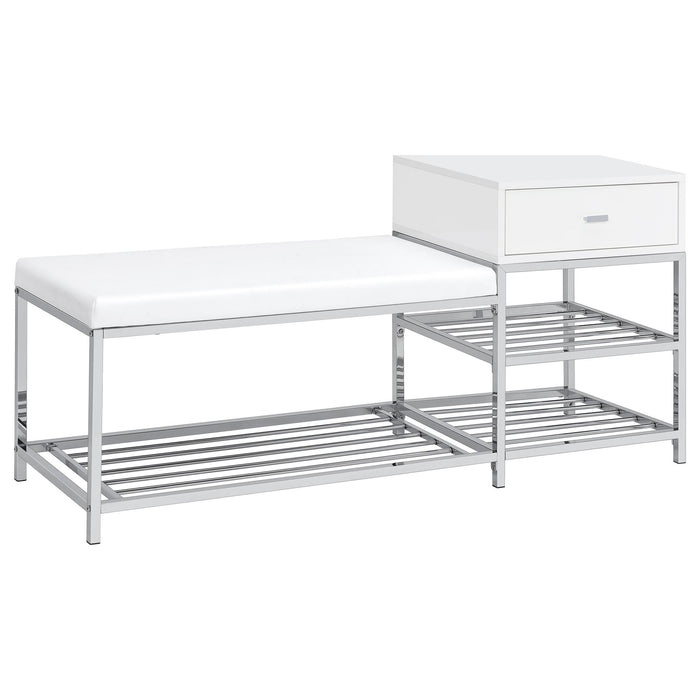 Yesler - 1 Drawer Storage Bench - Glossy White