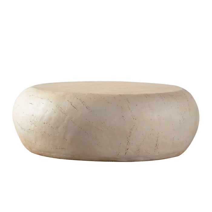 Round Coffee Table With Smooth Texture For Living Room - Light Beige