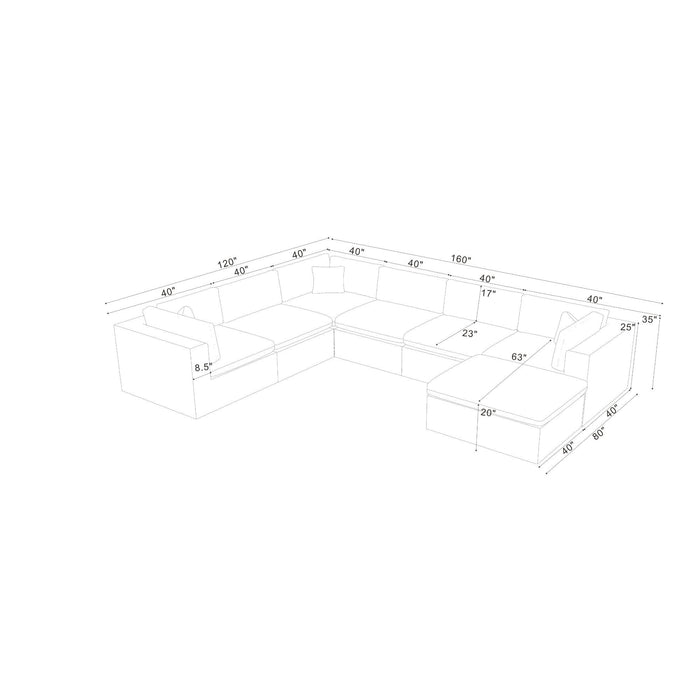 Custom Configuration Modular Sectional & Toss Pillows