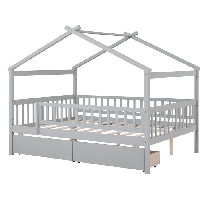House Bed With 2 Drawers