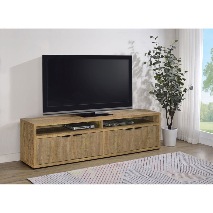 Palmer - 4 Door TV Stand With Open Shelves - Mango Color
