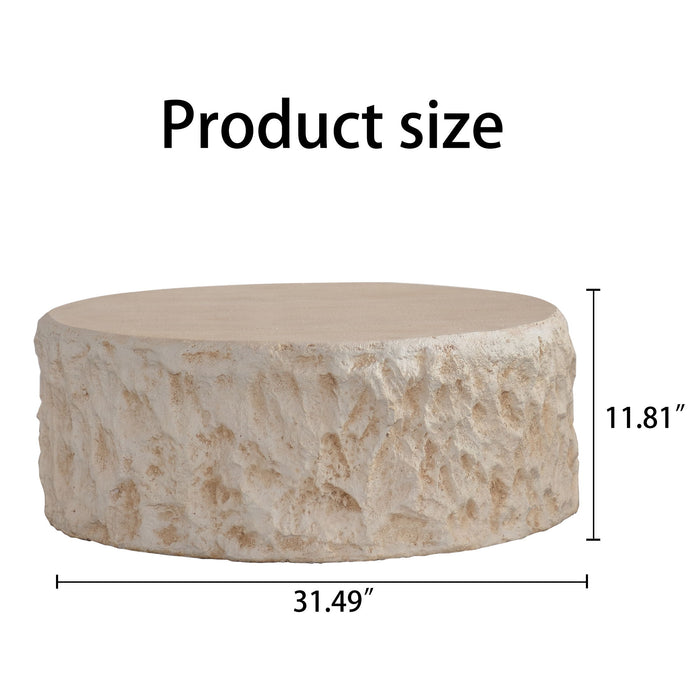 Round Coffee Table & Smooth Texture For Living Room - Light Beige