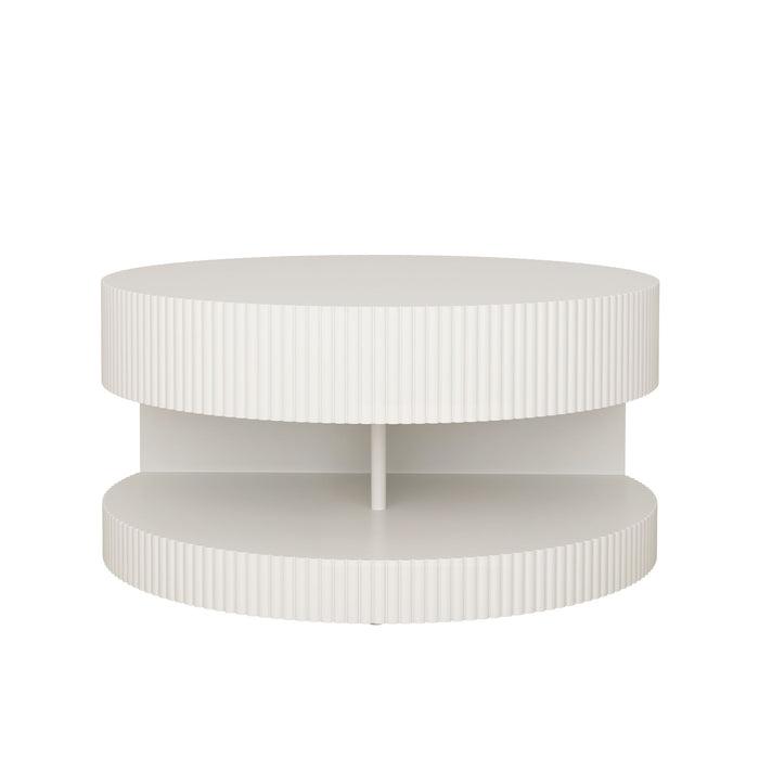 Round Coffee Table With Storage, Vertical Stripe Design