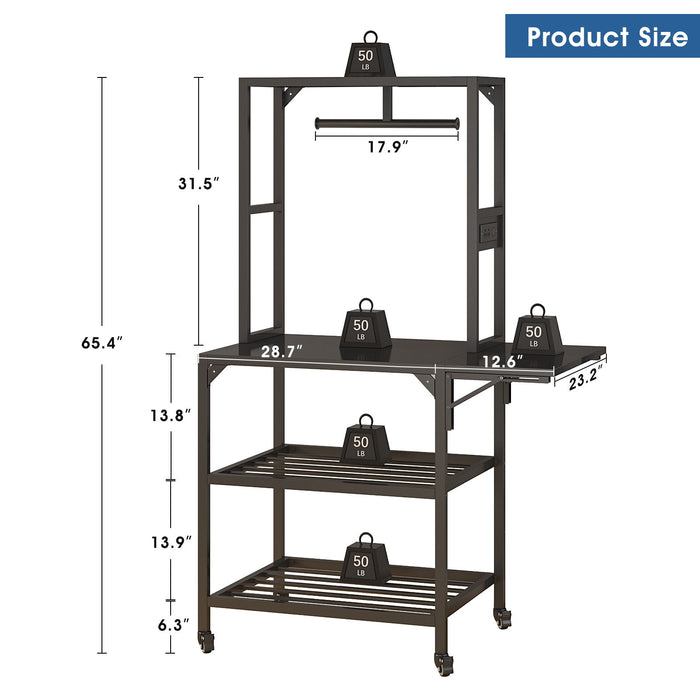 Heavy Duty 3D Printer Stand With Filament Storage Rack - Black