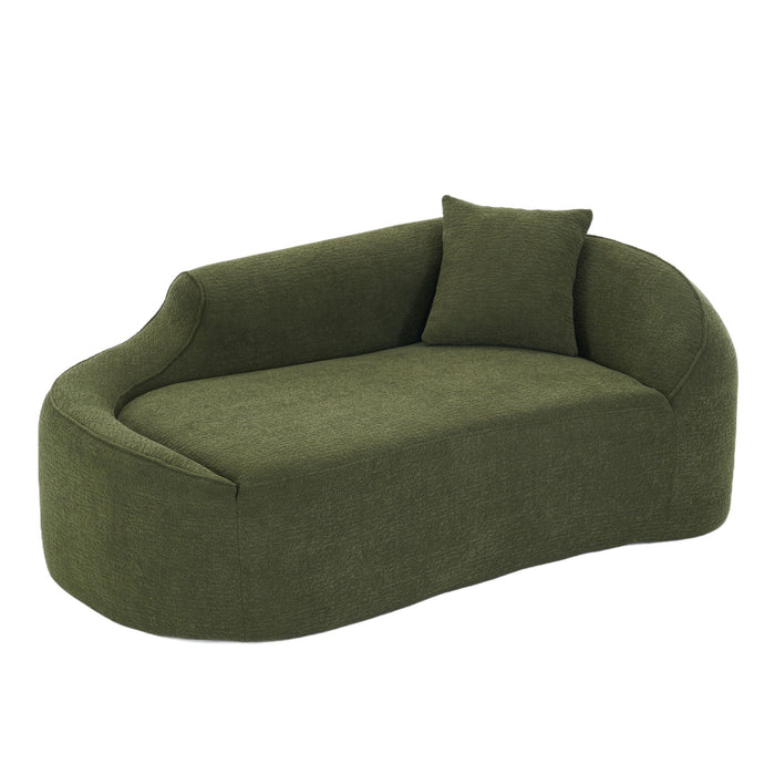 Compression Curved Chaise Longue Chair Indoor Loveseat Sofa Bed With Deep Seat And Pillow - Green