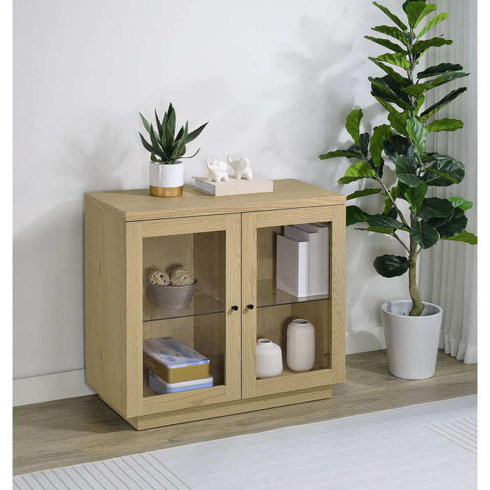 Metro - 2 Door Display Cabinet With Adjustable Shelves - Light Oak